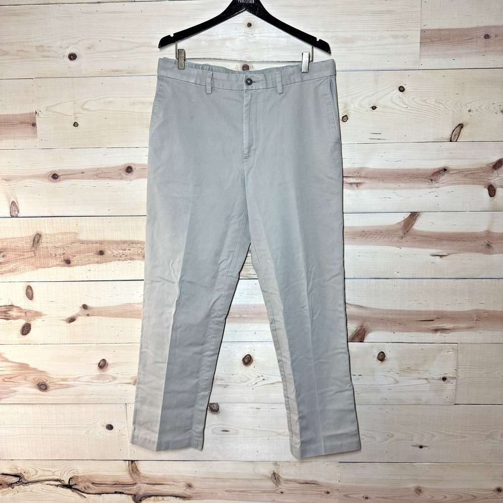 Savane Men's 36x32 Light Khaki Stretch Flat Front Dress Pants Straight Leg